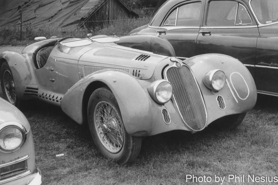 1938 Alfa Romeo 8C 2900 Mille Miglia Number 10 - 1952 at at Chanute AFB June, 1953 or at Wilmot Hills Road Race, July 26th 1953 (?) / 312K_0007 / 