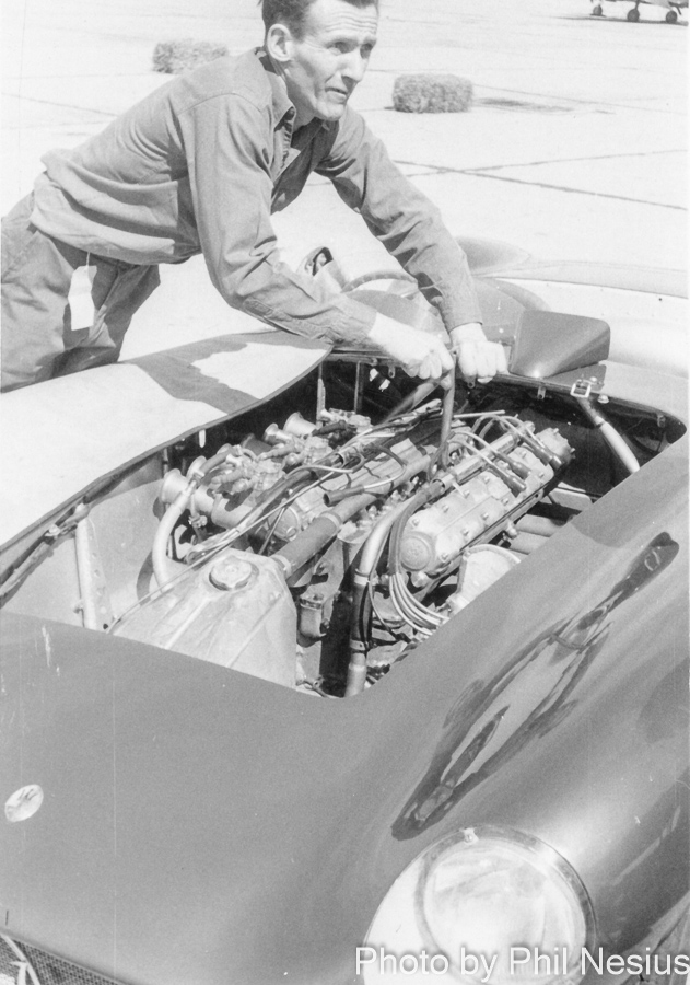 Art Bly working on Maserati 300S Number 66 at Walterboro National Championship Sports Car Race March 10th 1956 / 952_0018 / 