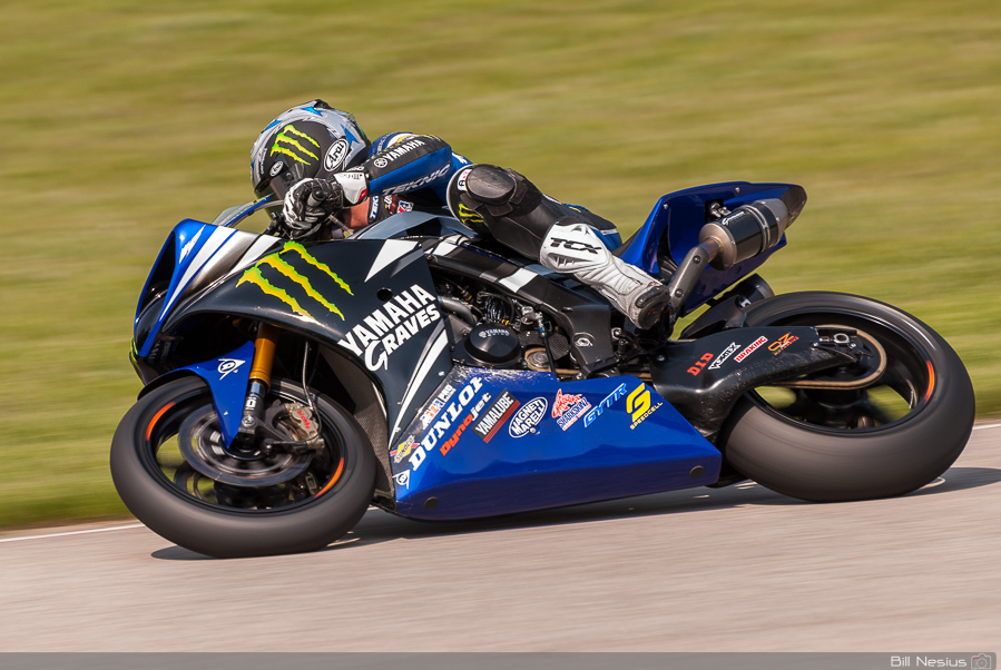 Josh Hayes on the No 1 Monster Energy Graves Yamaha R1 in the bend, Road America, Elkhart Lake, WI / DSC_7869 / 3