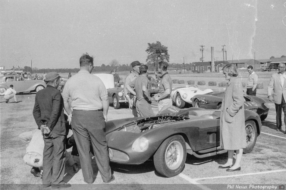 Maserati 300S Number 66 driven by Phil Stewart with Ferrari 500 Mondial Number 115 driven by James Johnston in the background at Walterboro National Championship Sports Car Race March 10th 1956 ~ 952_0016 ~ 
