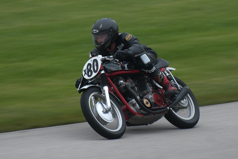 1961 Norton #X80 Ridden by Wesley Goodpaster in turn 9 at Road America, Elkhart Lake, WI