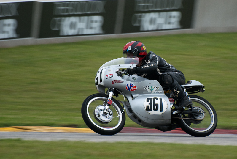 1972 Puch #361 ridden by David Kilkenny in turn 7 at Road America, Elkhart Lake, WI