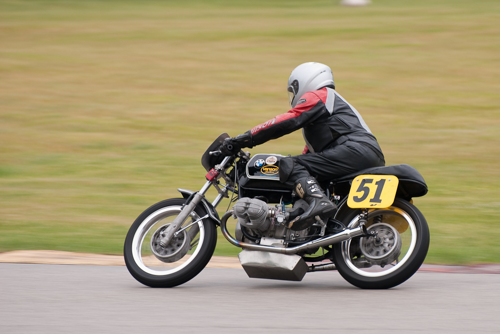 Norbert Nickel on a 1971 BMW No 51 in the bend, Road America, Elkhart Lake, WI