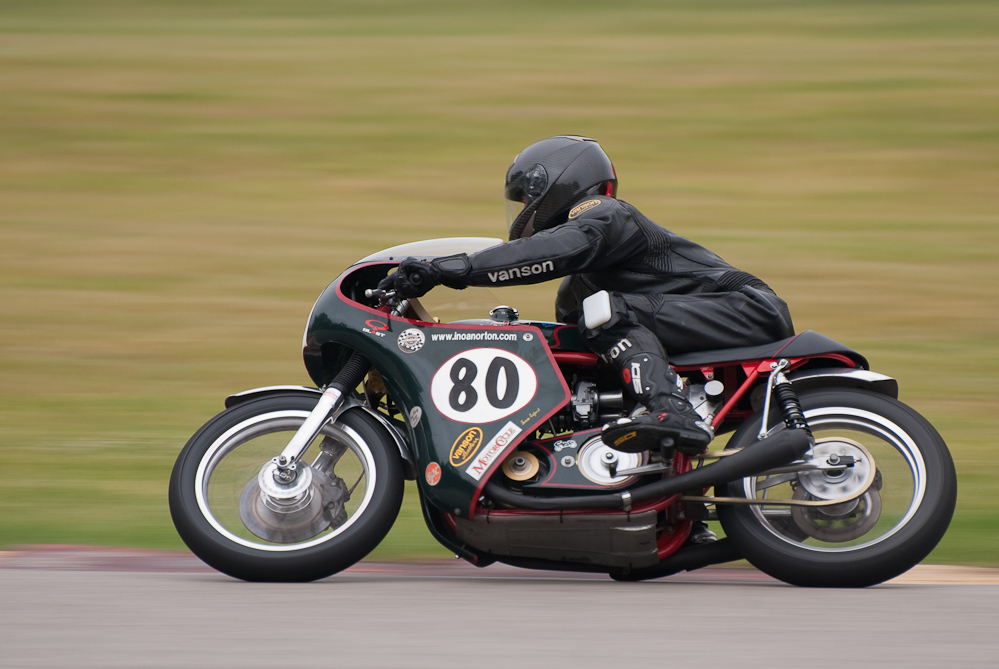 Wesley Goodpaster on a Norton, No 80 in the bend, Road America, Elkhart Lake, WI