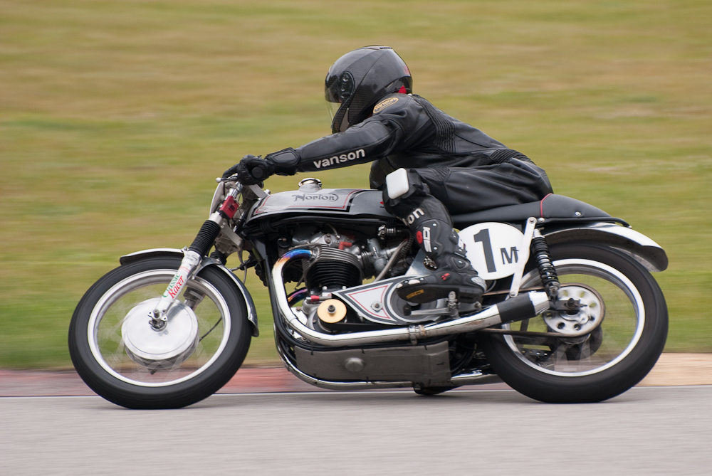 Wesley Goodpaster riding a Norton, No 1M in the bend, Road America, Elkhart Lake, WI 