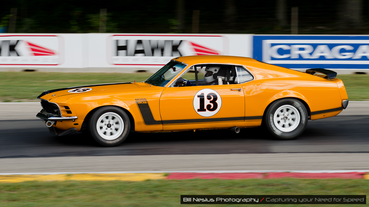 1970 Ford Boss 302 in turn 6 at Road America, Elkhart Lake, WI.  / DSC_2839
