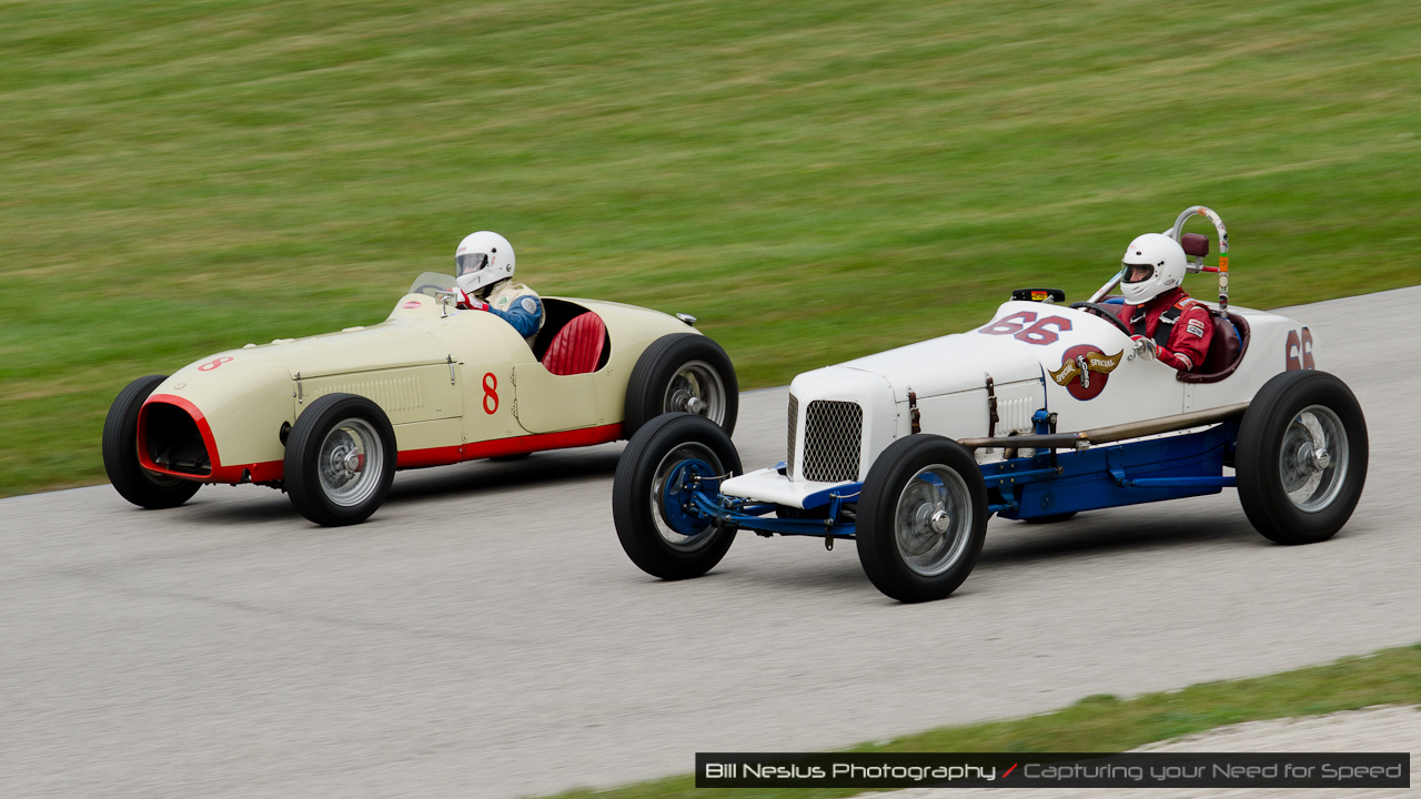 1949 Lester MG & 1933 Ford Indy Racer in turn 9. Road America, Elkhart Lake, WI / DSC_3239