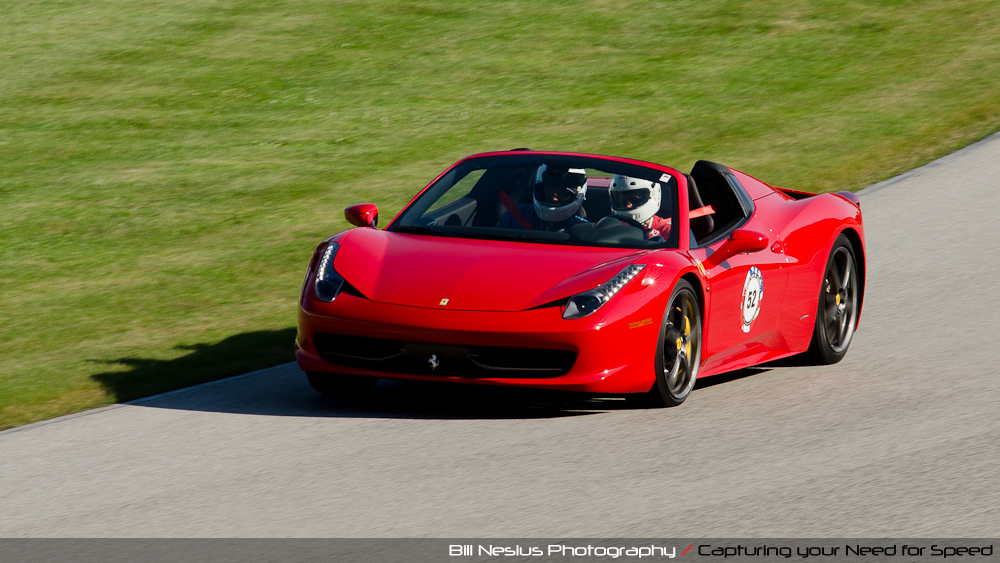 Ferrari 458 Italia at Road America, Elkhart Lake, WI, turn 9 / DSC_0797