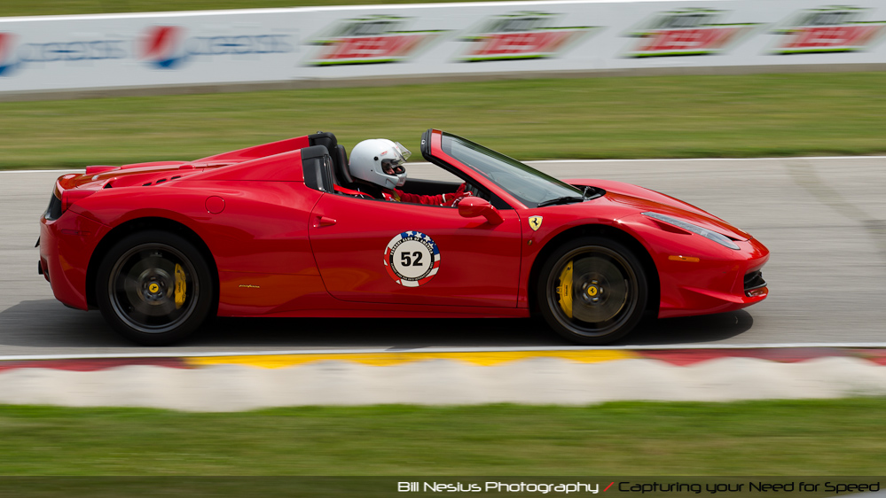 Ferrari 458 Italia at Road America, Elkhart Lake, WI, turn 7 / DSC_2307