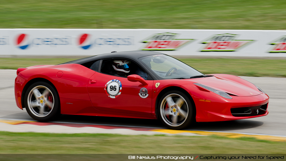 Ferrari 458 Italia at Road America, Elkhart Lake, WI, turn 7 / DSC_2397