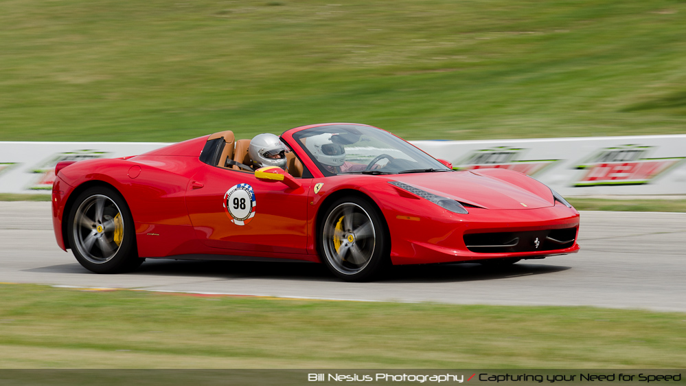 Ferrari 458 Italia at Road America, Elkhart Lake, WI, turn 7 / DSC_2580
