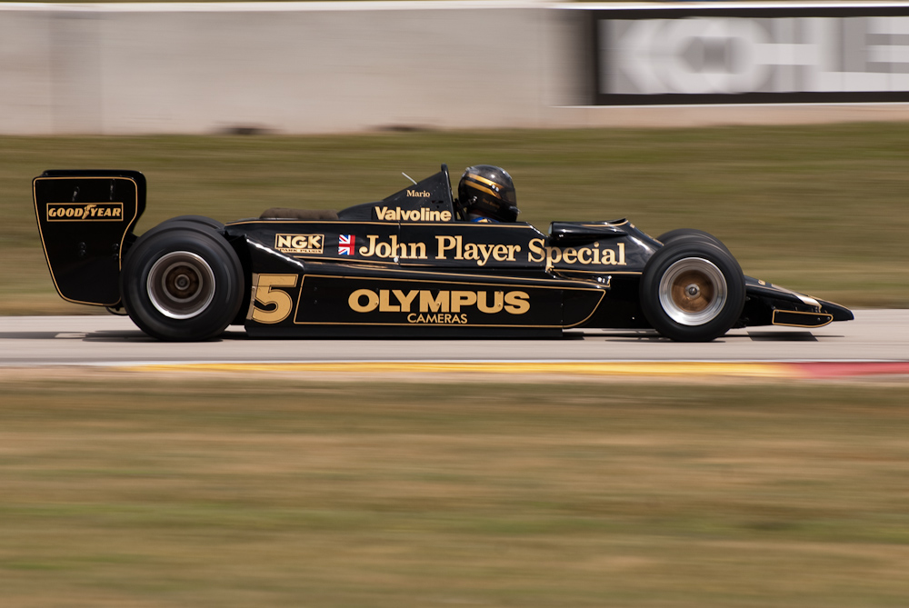 Doc Bundy driving a 1978 Lotus 79 in turn 13 Road America, Elkhart Lake, WI  ~  DSC_0385