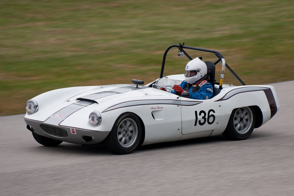 William Thumel driving a 1959 Elva Courier in turn 9 Road America, Elkhart Lake, WI  ~  DSC_9643