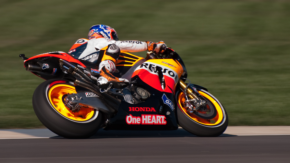 Casey Stoner on the number 27 Repsol Honda RC212V in turn 8, Indianapolis Motor Speedway  ~  DSC_2754