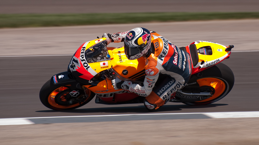 Andrea Dovizioso on the number 4 Repsol Honda RC212V in turn 6, Indianapolis Motor Speedway  ~  DSC_3235