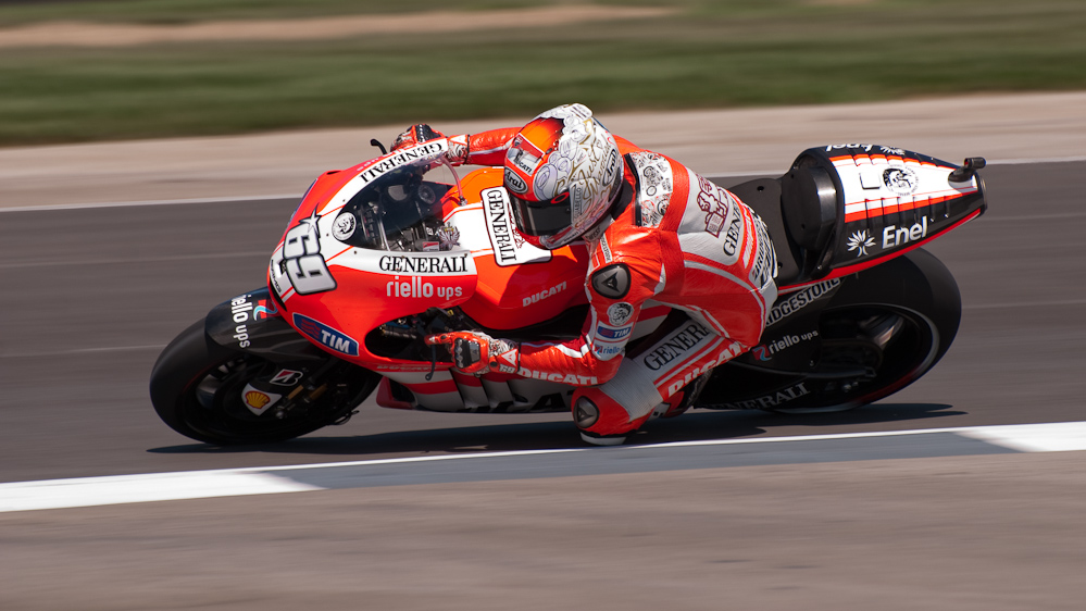 Nicky Hayden on the number 69 Ducati Desmosedici GP11.1 in turn 6, Indianapolis Motor Speedway  ~  DSC_3264