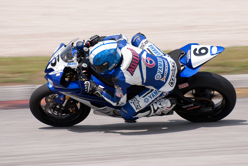 Tommy Aquino, No. 6 on the Team Graves Yamaha YZF-R6 in turn 6, Road America, Elkhart Lake, WI