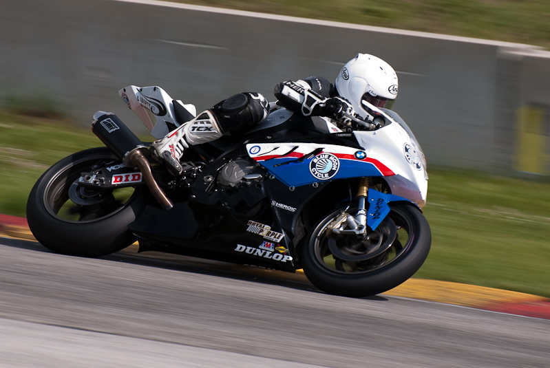 Eric Pinson, No.2 on a BMW S1000RR in turn 13, Road America, Elkhart Lake, WI