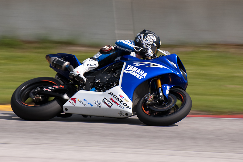 Josh Hayes, No. 4 on the Team Graves Yamaha YZF-R1 in turn 13, Road America, Elkhart Lake, WI