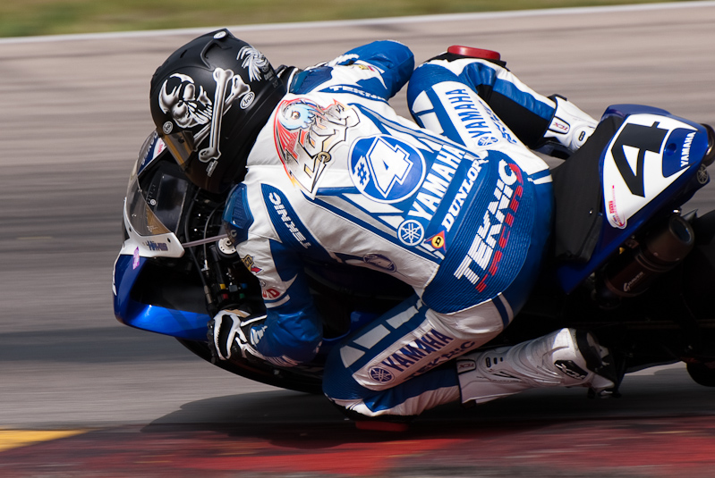 Josh Hayes, No. 4 on the Team Graves Yamaha YZF-R1 in turn 6, Road America, Elkhart Lake, WI