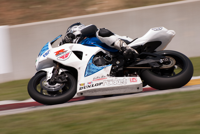 Trent Gibson No. 12 on the Gibson Motorsports Suzuki GSX-R1000 in turn 7, Road America, Elkhart Lake, WI