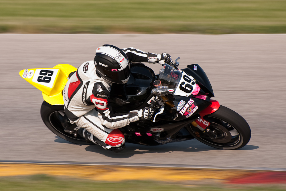 Hayden Gillim on the No 69 Yamaha YZF-R6 in turn 7, Road America, Elkhart Lake, WI