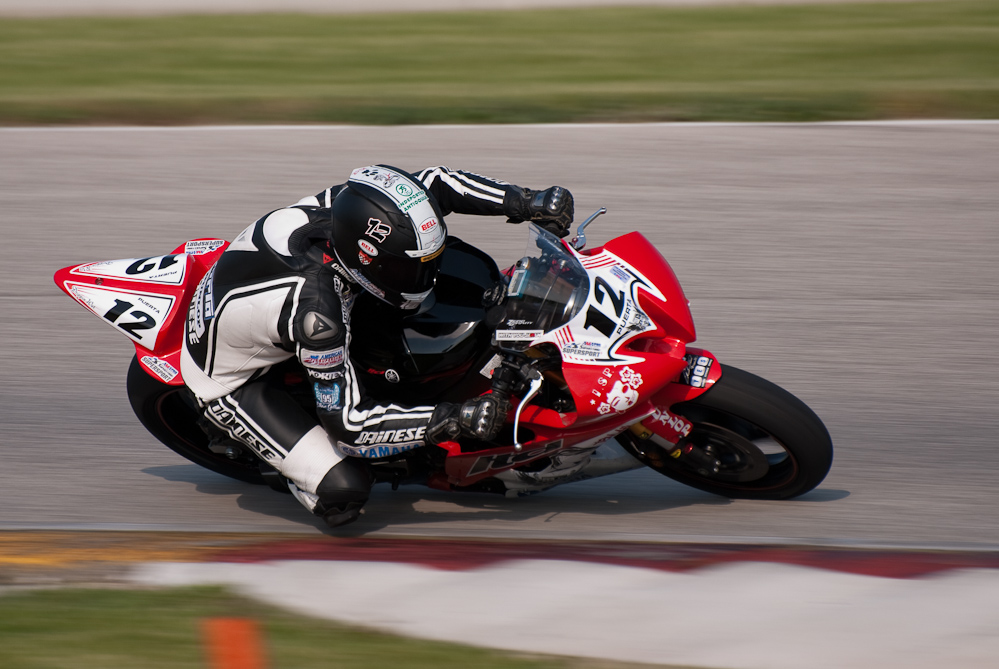 Tomas Puerta on the No 12 Yamaha YZF-R6 in turn 7, Road America, Elkhart Lake, WI