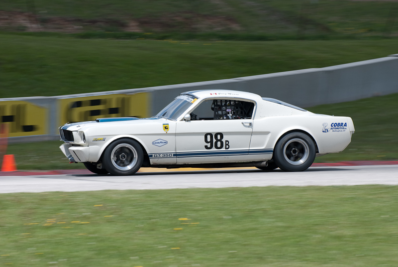 1965 Ford Shelby GT350 car# 98 driven by Gary Moore in turn 7 at Road America, Elkhart Lake, WI