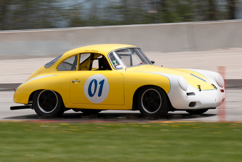 1964 Porsche 356SC car# 01 driven by James Jackson in turn 1 at Road America, Elkhart Lake, WI
