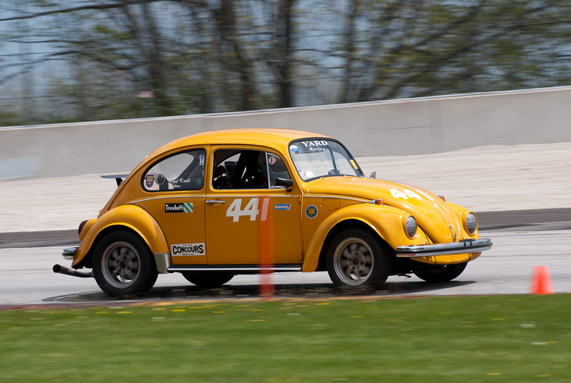 1968 VW Beetle car# 441 driven by Victor Frazzell in turn 1 at Road America, Elkhart Lake, WI