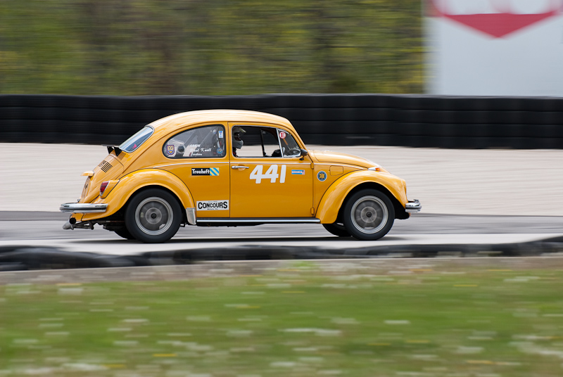 1968 VW Beetle car# 441 driven by Victor Frazzell in turn 1 at Road America, Elkhart Lake, WI