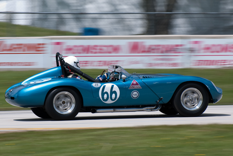 1958 Echidna car# 66 driven by Steve Steers in turn 13 at Road America, Elkhart Lake, WI