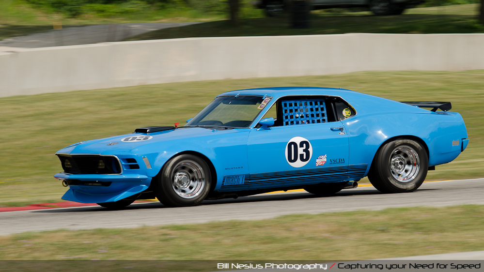 1970 Ford Mustang Mach-1 #03 at the Hawk, Road America, Elkhart Lake WI in turn 7 / DSC_8052