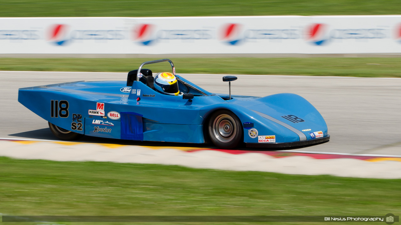 1986 Lola T86/90 #118 driven by Anders Graff at Road America, Elkhart Lake, WI. Turn 7 / DSC_1421