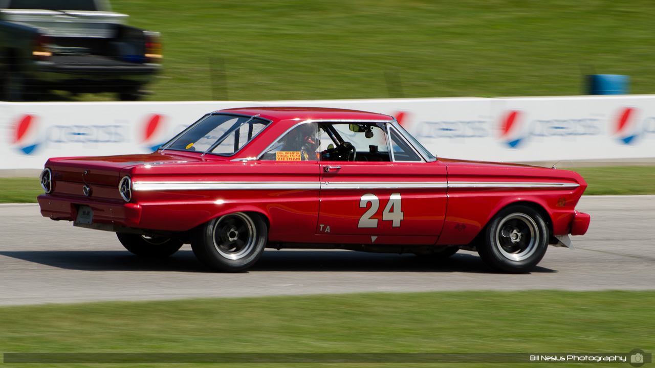 1965 Ford Falcon #24 driven by Randall Dunphy at Road America, Elkhart Lake, WI. Turn 7 / DSC_1514