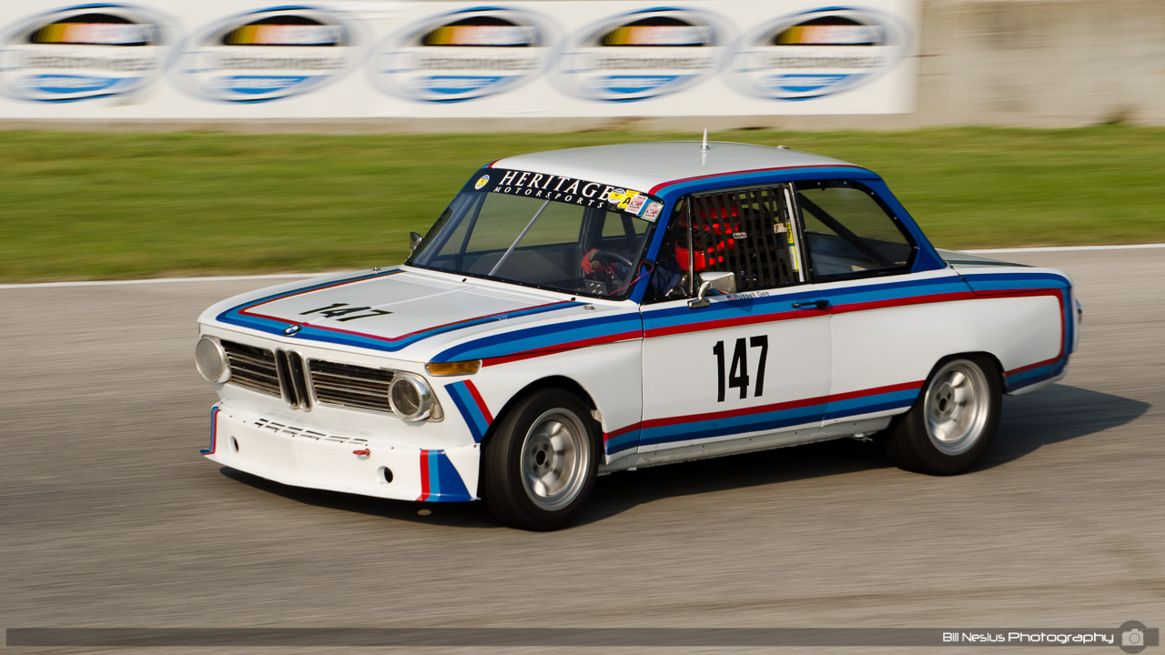 1969 BMW 2002 Tii # 147 driven by Russell Gee. Road America, Elkhart Lake, WI. Turn 13 / DSC_9095