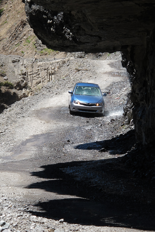 Subaru going through the car wash on Camp Bird Road. Ouray County Rd 361