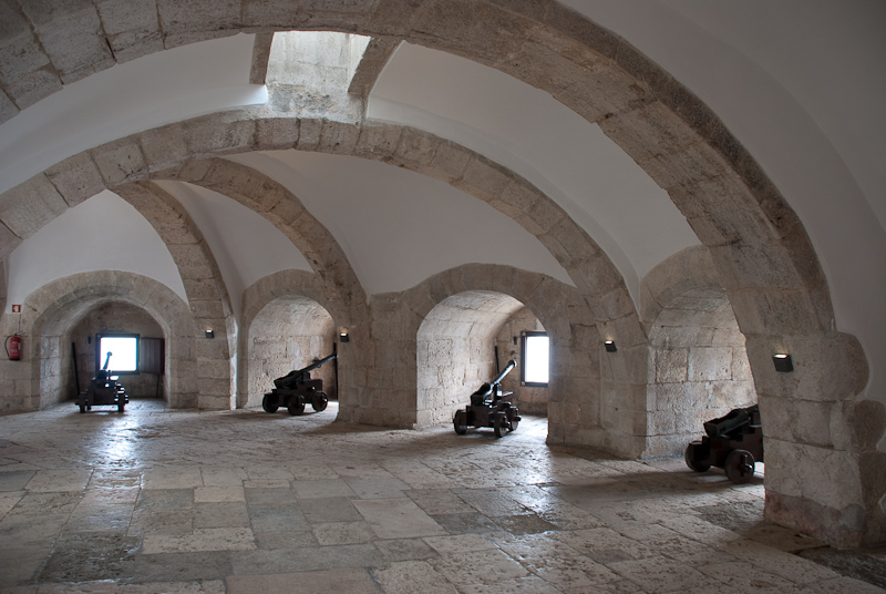 Cannons in Belem Tower or the Tower of St Vincent built in the early 16th century