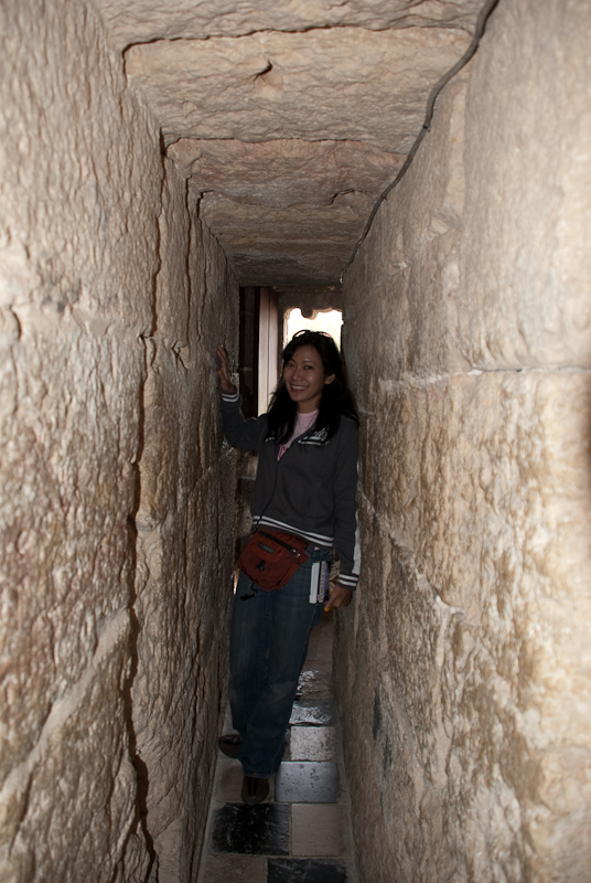 Narrow passageways in Belem Tower or the Tower of St Vincent built in the early 16th century
