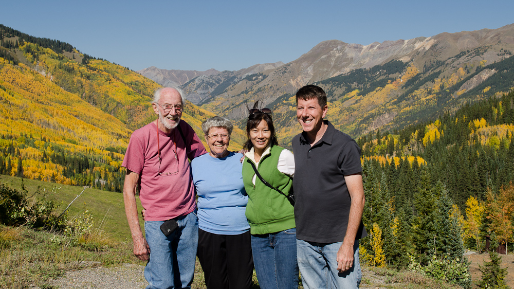 Mom, Dad, Sutaya and I Hwy 550 between Ouray and Red Mountain pass  ~  DSC_4714