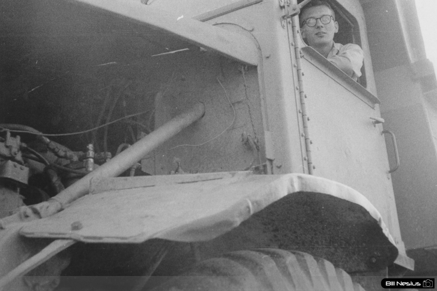 Burmeister in construction equipment at Road America construction - 1955 / 001H_0004 / 