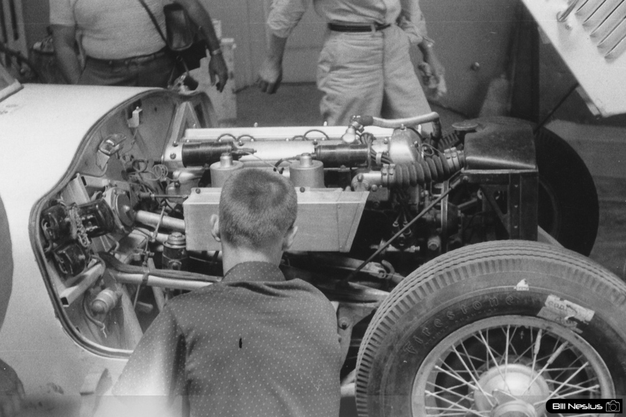 Jaguar XK120C under hood shot at Chanute AFB June, 1953 / 312K_0004 / 