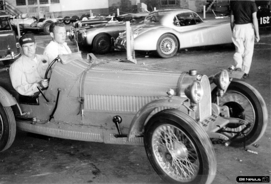 Bugati with Jaguar XK120 Number 131 driven by Bill Heldt at Chanute AFB June, 1953 / 902K_0016 / 