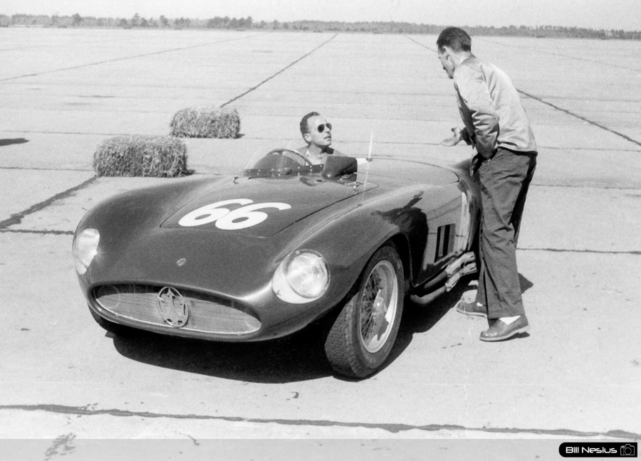 Maserati 300S Number 66 driven by Phil Stewart  talking to Art Bly at Walterboro National Championship Sports Car Race March 10th 1956 / 952_0014 / 