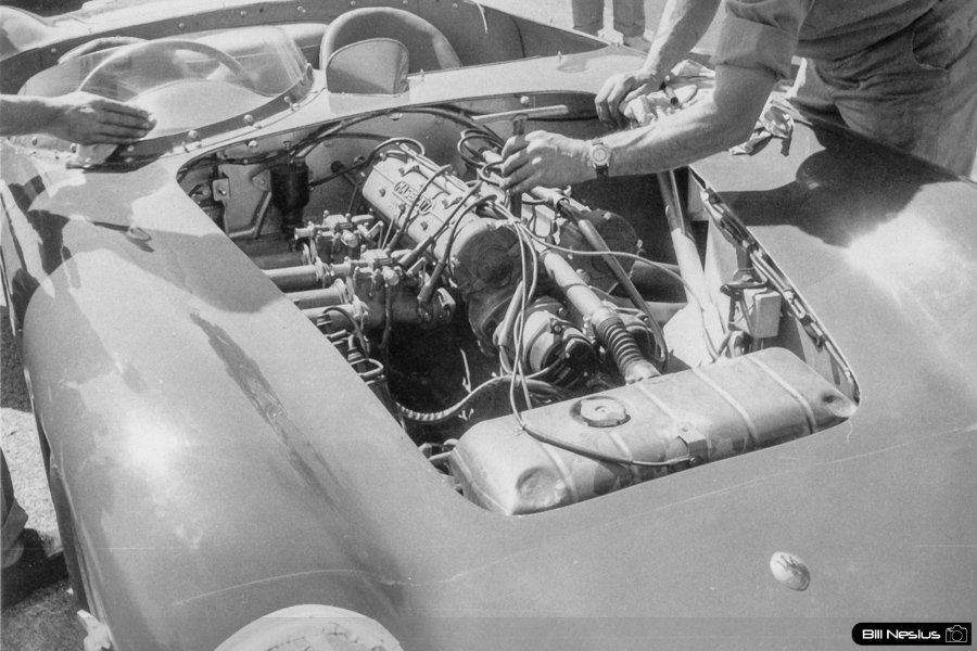 Art Bly working on Maserati 300S Number 66 at Walterboro National Championship Sports Car Race March 10th 1956 / 952_0017 / 