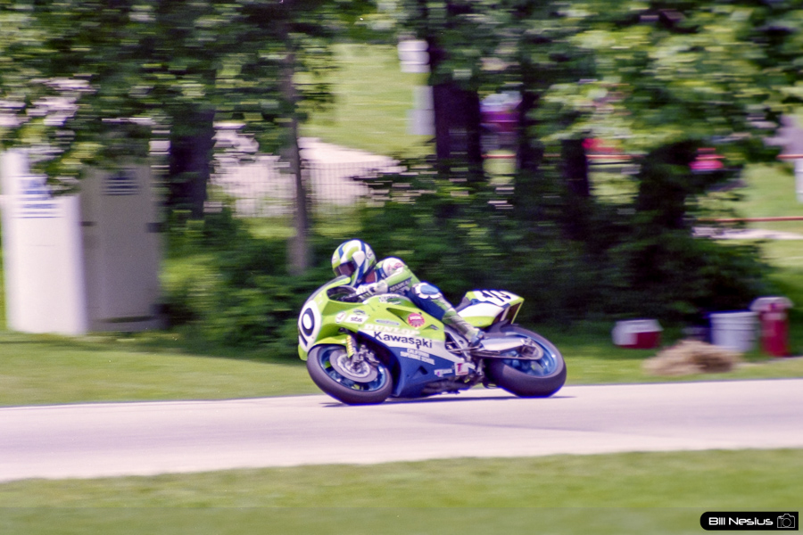 Doug Chandler on the Number 10 Kawasaki ZX7 / FLM_6434 / 1