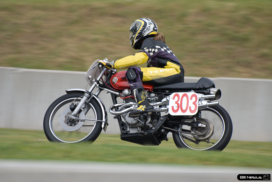 Kari Rotvold (No.303) on a 71 Honda in turn 7 at Road America, Elkhart Lake, WI / DSC_3807 / 4