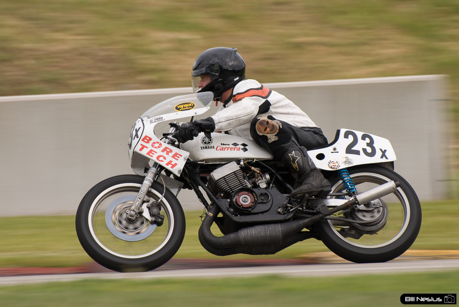 ROBERT HURST (No.23x) on a 76 Yamaha in turn 7 at Road America, Elkhart Lake, WI / DSC_3890 / 4