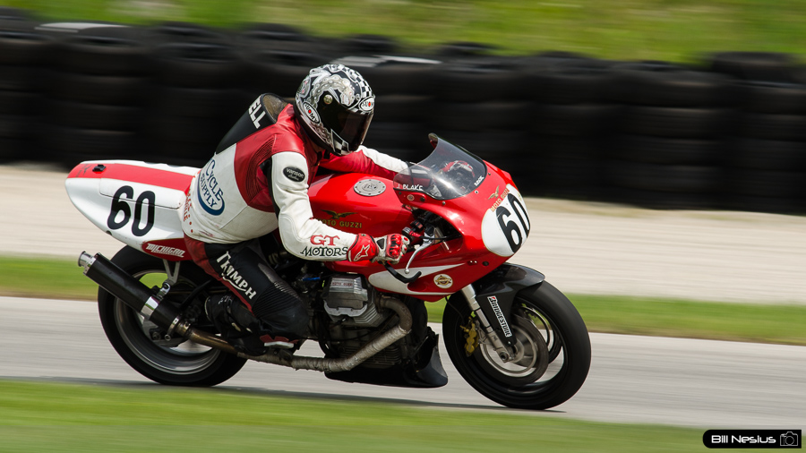 Moto Guzzi #60 ridden by Andrew Cowell at Road America, Elkhart Lake, WI exiting turn 9 / DSC_8530 / 4