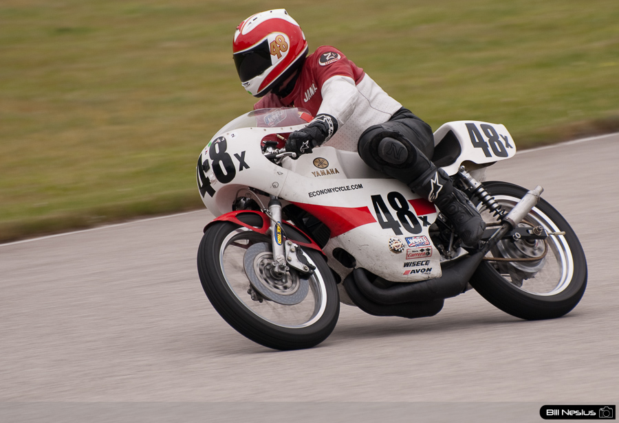 James Linxwiler on a 1973 Yamaha, No 48X in the bend, Road America, Elkhart Lake, WI  / DSC_9438 / 4